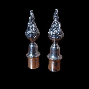 Vtg Victorian Silverplate Flame Finials Candlestick Candelabra Topper Set of 2